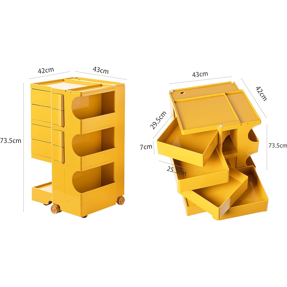 Organizer Replica Bobby Trolley Rotating Drawer Trolley 4 Tiers (Yellow B34)