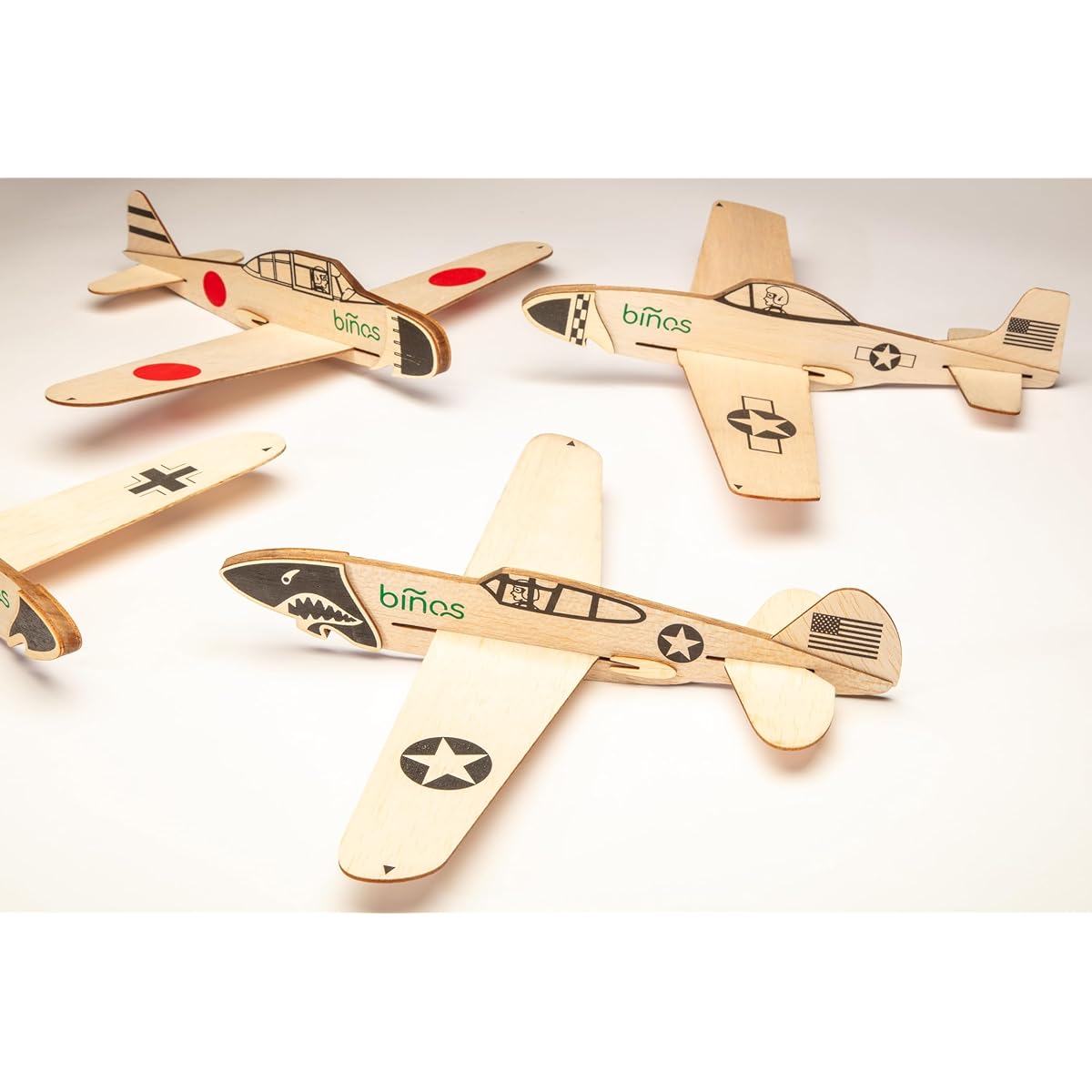 BINOS Balsa Wood Glider Airplane Historical Airplane Series (GLID-Mixed)