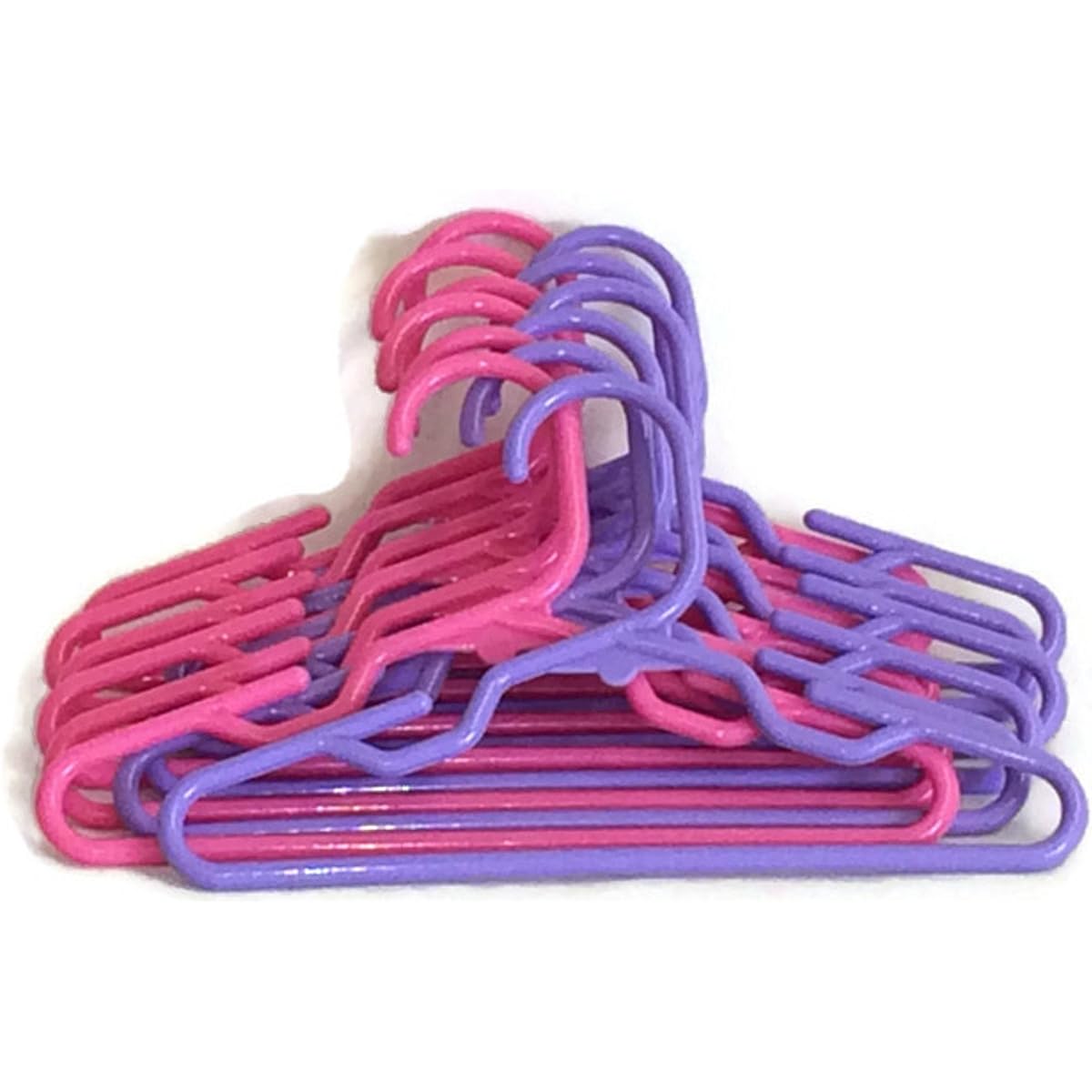 Doll Hangers Set of (12) 6 Lavender Plastic and 6 Pink Fits 18 American Girl Doll Clothes, Doll Accessories