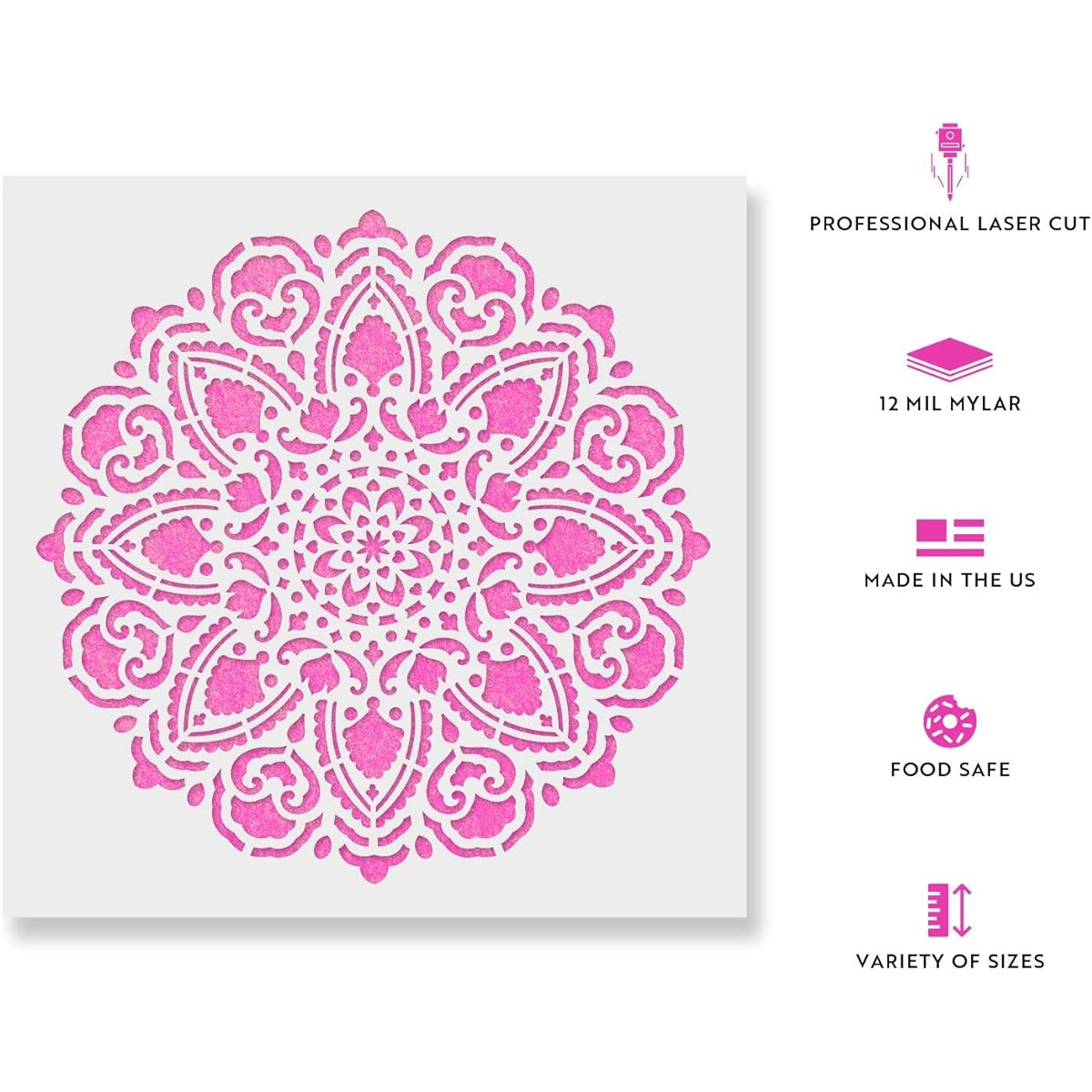 Tranquility Mandala Stencil Template for Walls and Crafts, Reusable Stencils for Painting, Small & Large Size