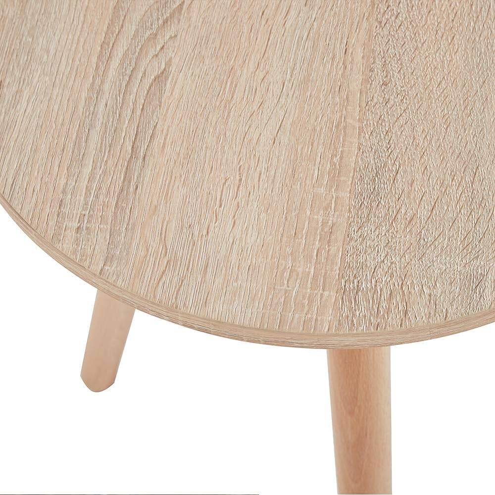 GOLDFAN Side Table Small Round Table Bedside Table Width 40cm Height 45cm Light Wood Grain Zelkova Legs