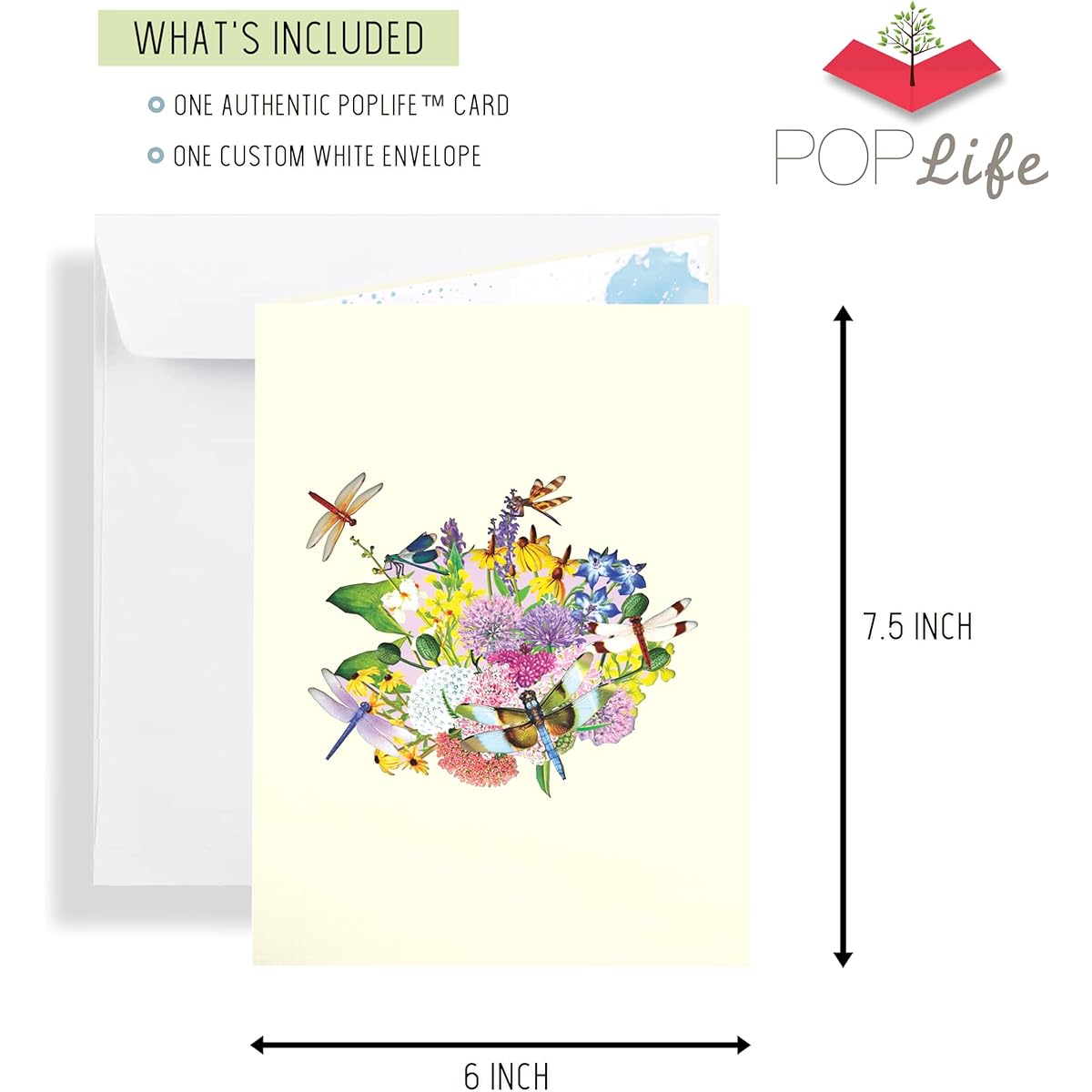 PopLife Dragonfly 3D Pop-up Card - Mother's Day Valentine's Day Birthday Thank You Get Well Anniversary - Friends Sister Wife Grandma Daughter Girlfriend