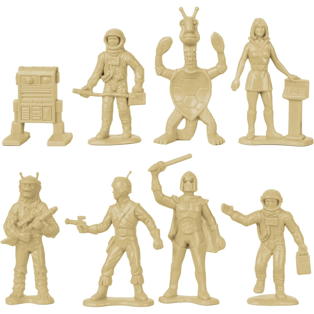 TimMee Galaxy Laser Team Space Figures - Tan vs. Olive Green 50 Piece Set Made in the USA