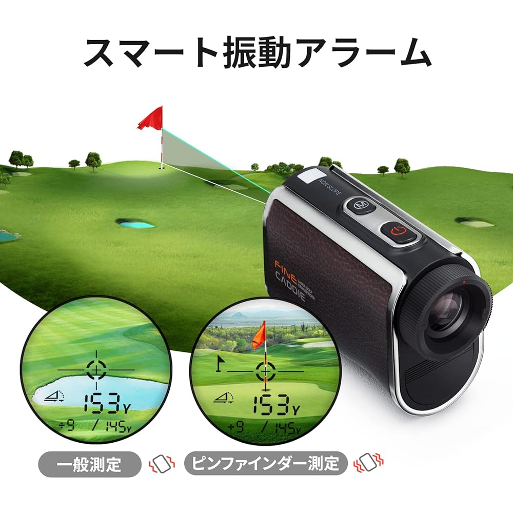 [Official] FineCaddie J300 Golf Laser Distance Meter 1,093yd Rechargeable 6x Optical Telephoto Height Difference Measurement Slope Mode ON/OFF PU Leather IPX4 Waterproof Ultra Lightweight with Case Laser Class 1 Premium Compact Distance Meter Distance Me