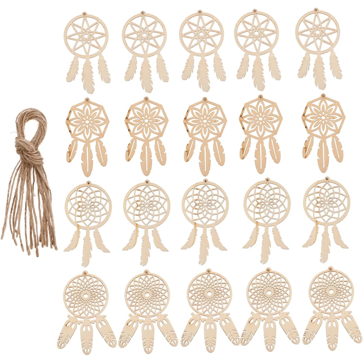 COHEALI Wooden Dream Catcher Arts & Crafts for Kids Dream Catcher Kit Wood Craft DIY Kit Wood Hanging Decoration Kit Unfinished Dream Catcher Wooden Dream Catcher Paper Cut