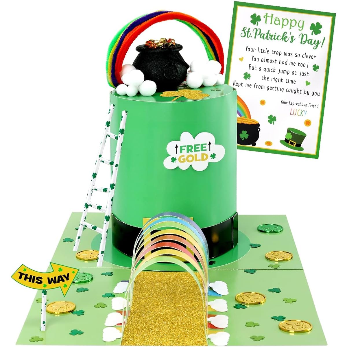 St. Patrick's Day DIY Kit Leprechaun Trap Craft Kit for Kids 4-8 Years St. Patrick's Day Party Supplies Catch the Leprechaun Kids Classroom Activity St. Patrick's Day Party Decorations