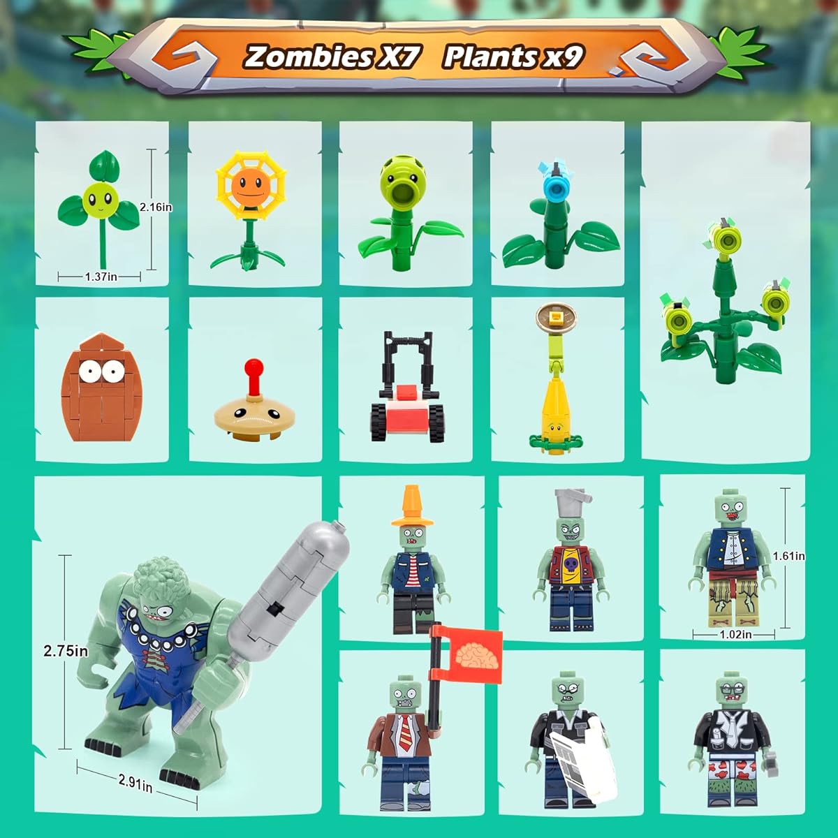 OLIA DESIGN Plants and Zombies Toys vs PVZ Figure Set Game Action Figure Toy Great Gift for Kids and Fans Birthday Party (595 Pieces), Colorful