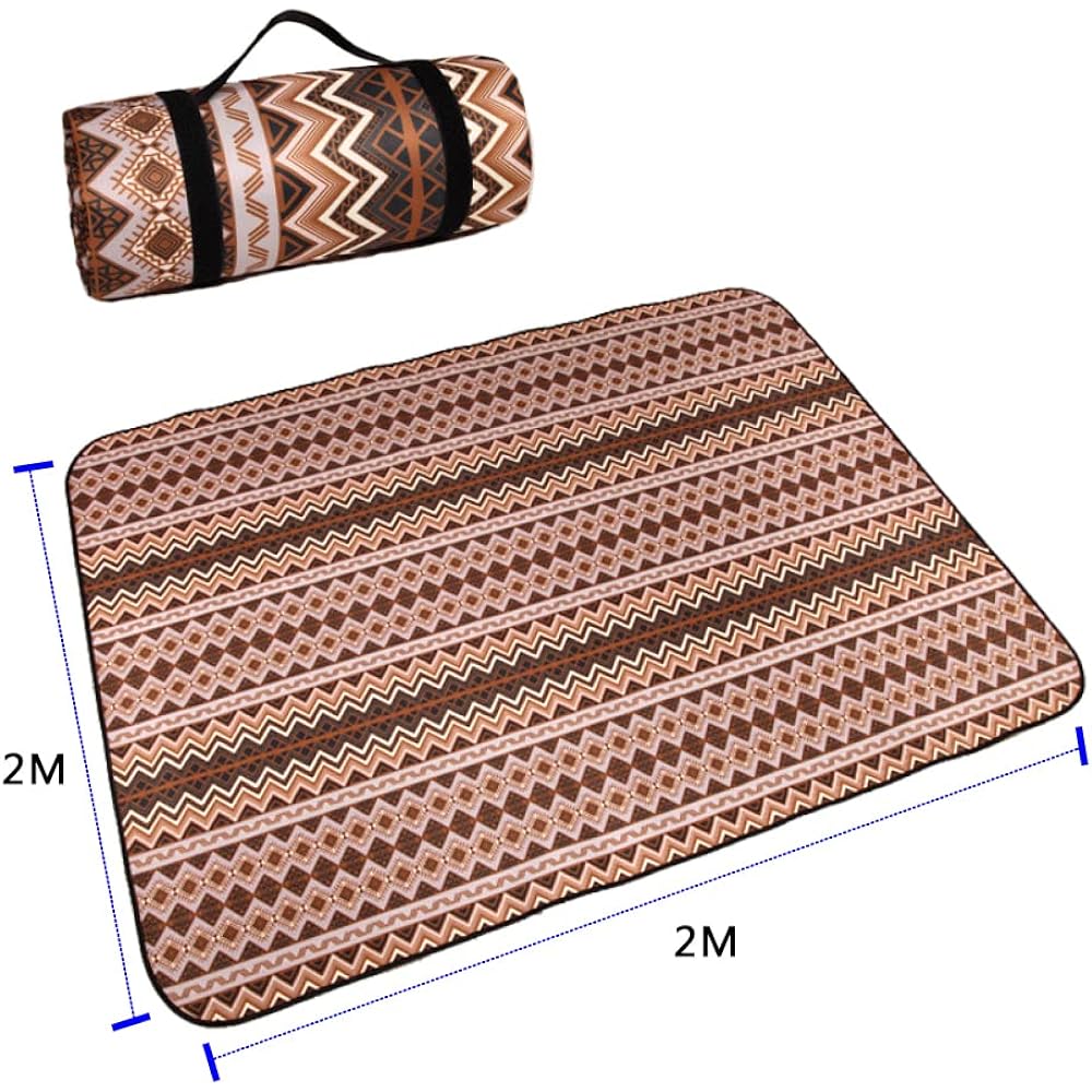 Leisure Sheet, Foldable Picnic Mat, 3mm Thickness, 3 Layer Construction, Lightweight, Portable, Waterproof and Insulated, Large Size, For Adults, Children, 6-8 People, Outdoors, Cherry Blossom Viewing, Sports Days, Comes with Leather Strap (Brown)