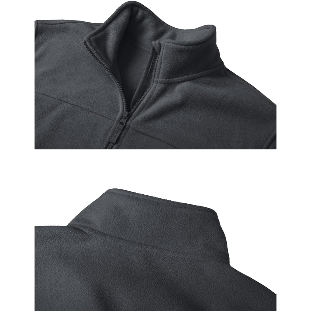 [TACVASEN] Outdoor Men's Tactical Fleece Multifunctional Pile Outerwear Thermal Stand-Up Collar Plain Brushed Sports Cold Protection Coat Hiking Autumn/Winter