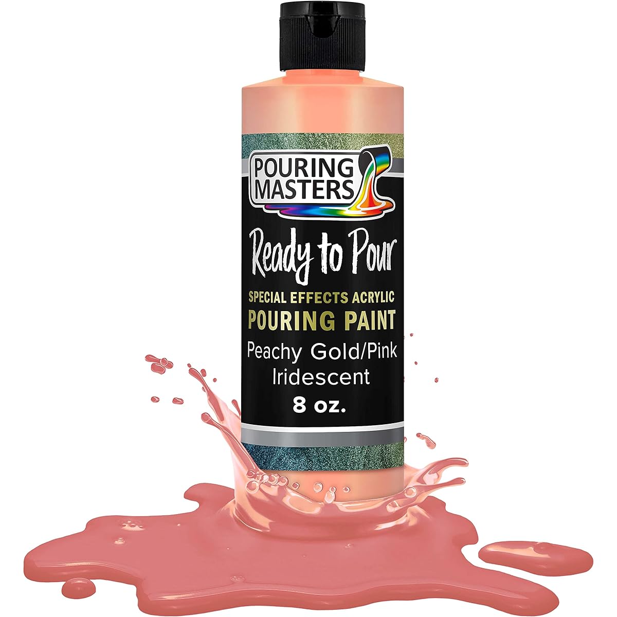 Pouring Masters Peach Gold/Pink Iridescent Special Effects Pouring Paint 8oz Bottle Acrylic Ready to Pour for Canvas, Wood, Paper, Crafts, Tiles, Rocks and More