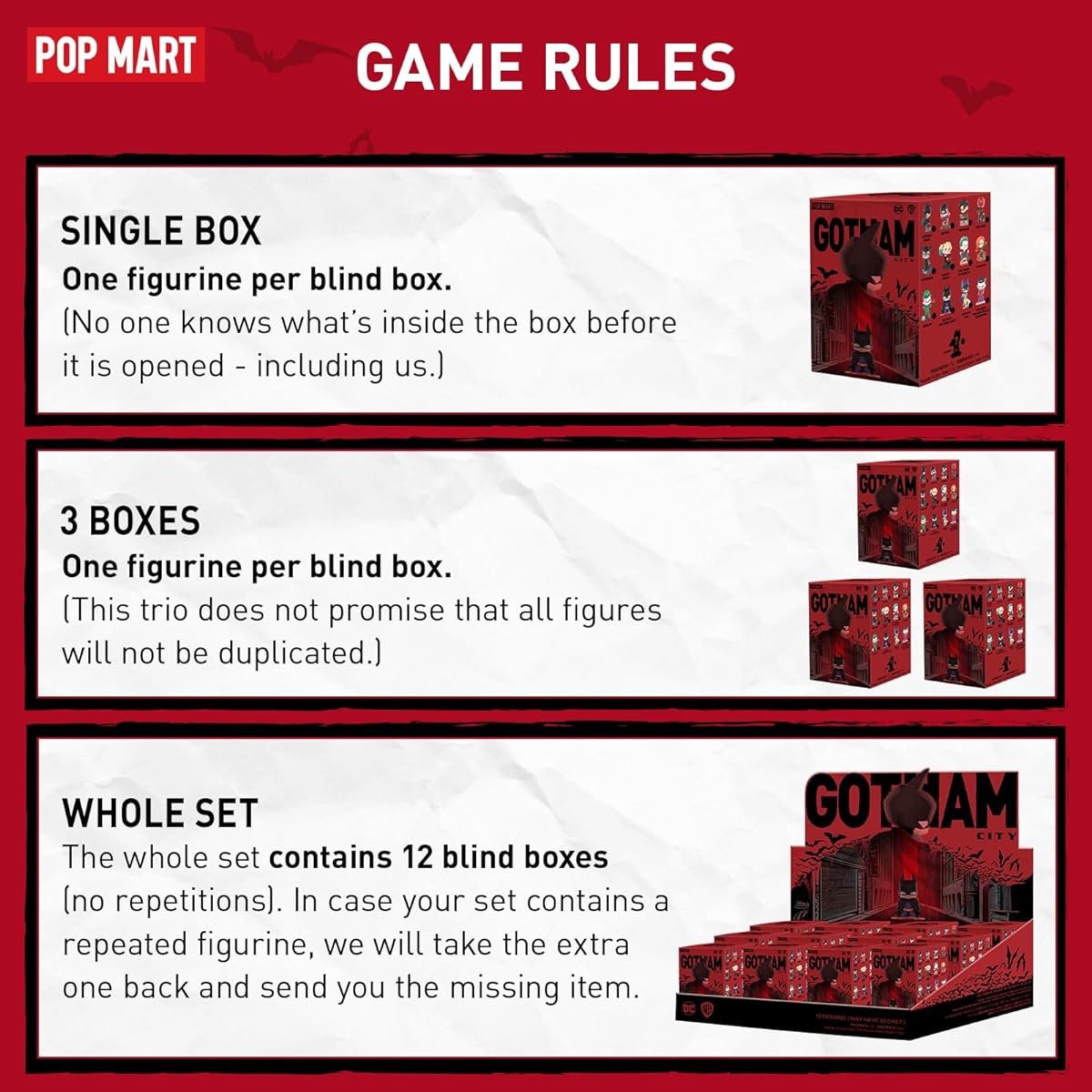POP MART DC Gotham City 1/12 Set Action Figure Collection Toy Random Box Birthday Christmas Party Holiday Home Decoration Gift