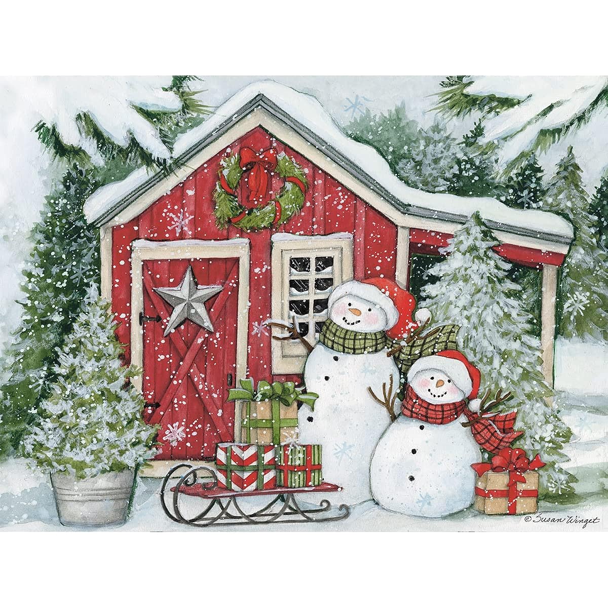 Lang Snowman's Farmhouse Pop-up Christmas Card (2005118)