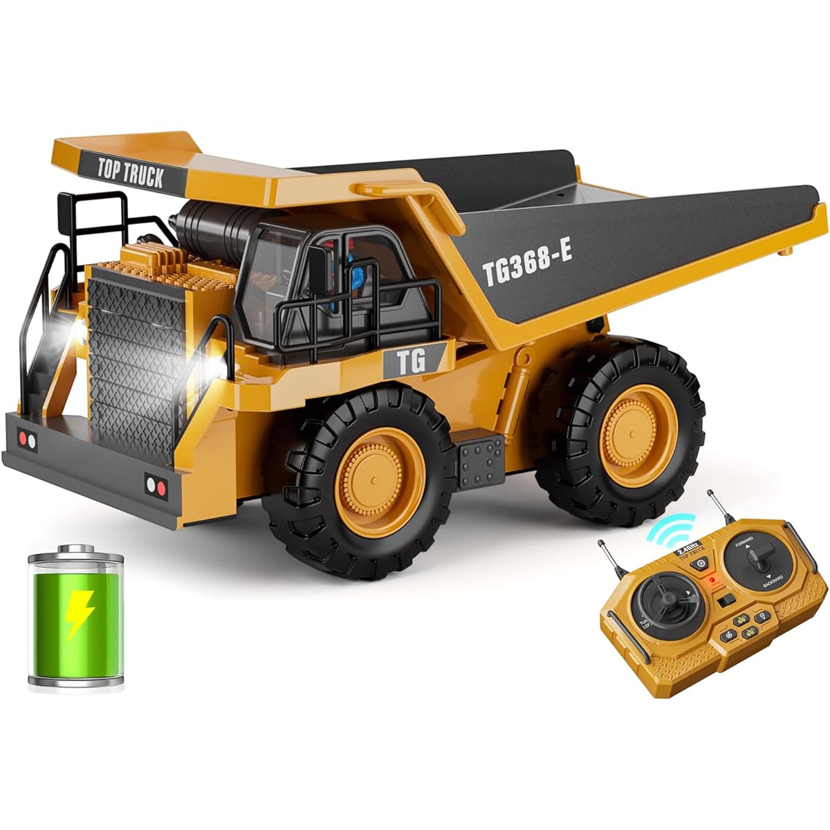 2FUN Remote Control Construction Dump Truck Toy - Construction Toy Vehicles Toys for Boys 3-5 4-7 8-12 Years Old Kids Christmas Birthday Gifts, BC1047-2