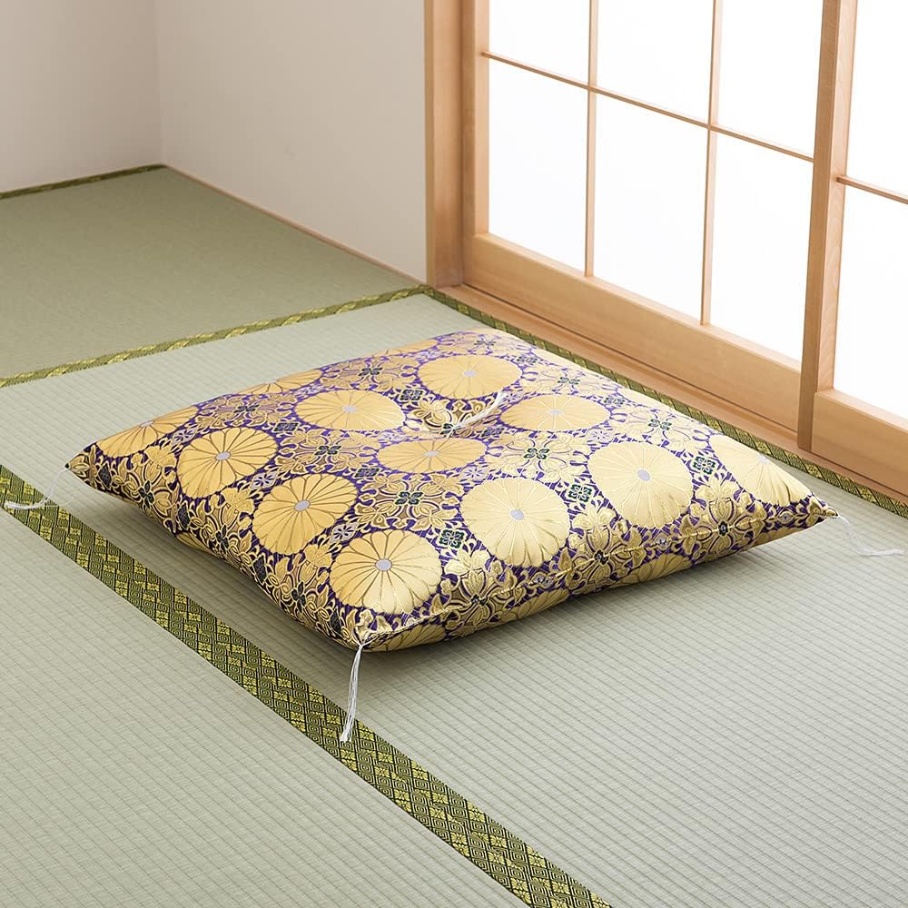 Buddhist Altar Shop Takita Shoten Gozen Zabuton (Buddha Zabuton) Tea Ceremony Sancho and Four Pots Purple ◆ Memorial Service Buddhist Altar Buddhist Ceremony Obon Temple Use Gold Brocade Zabuton Obon Supplies Made in Japan