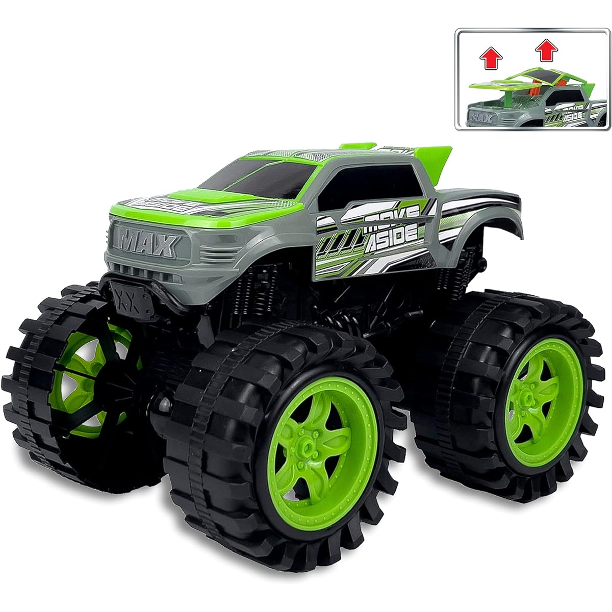 Team Power Explosive Monster Truck with Explosive Crash Sounds and Lights Hit and Go Toy for Boys and Girls Ages 3+ (Grey)