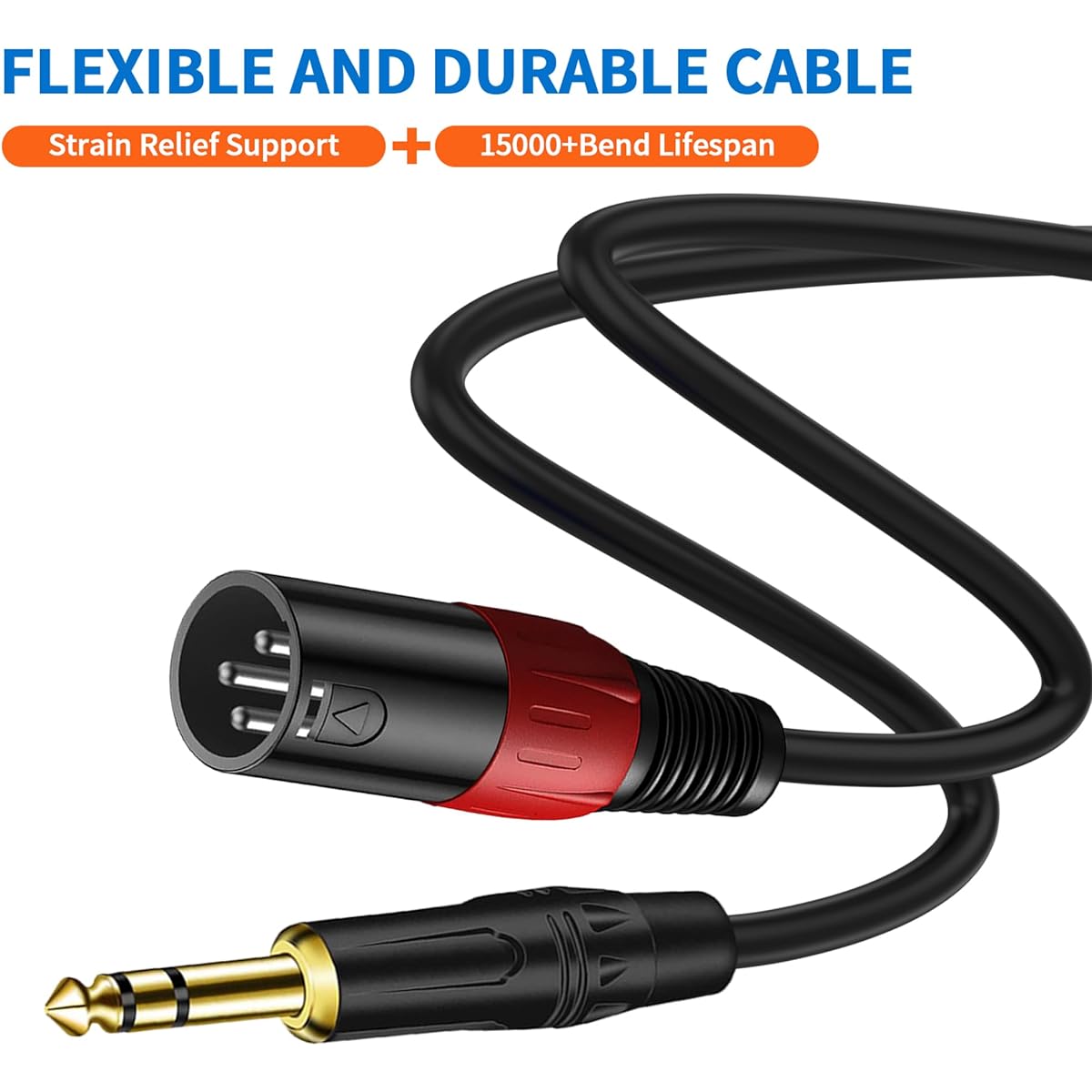 LanSenSu XLR to 1/4 TRS Stereo Adapter, XLR Male to 1/4" (6.35mm) Stereo Balanced Microphone Stereo Audio Converter Adapter Cable 2 Pack - 11.8"