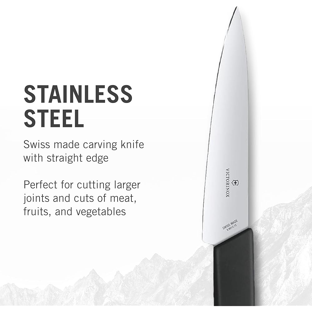 VICTORINOX Chef Knife Office Knife 15cm Black Swiss Modern Gyuto Knife All Purpose Knife Compact 6.9013.15B