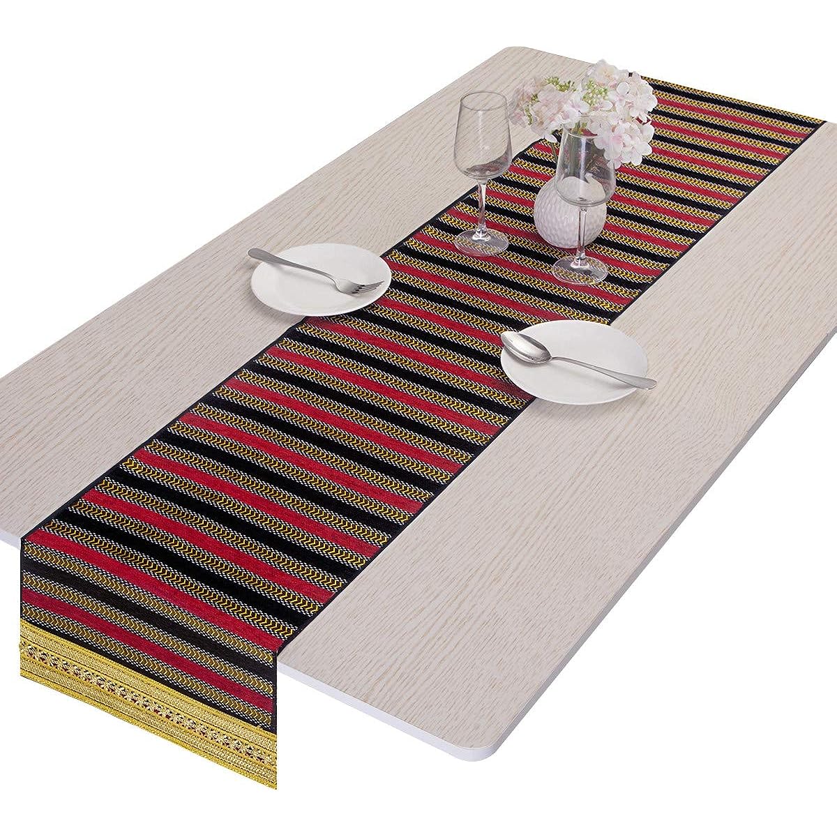 mookaitedecor Striped Table Runner Polyester/Cotton for Wedding Party Family Dinner Thanksgiving Christmas Gatherings 13 x 53 Inch Black GDSTSU009505