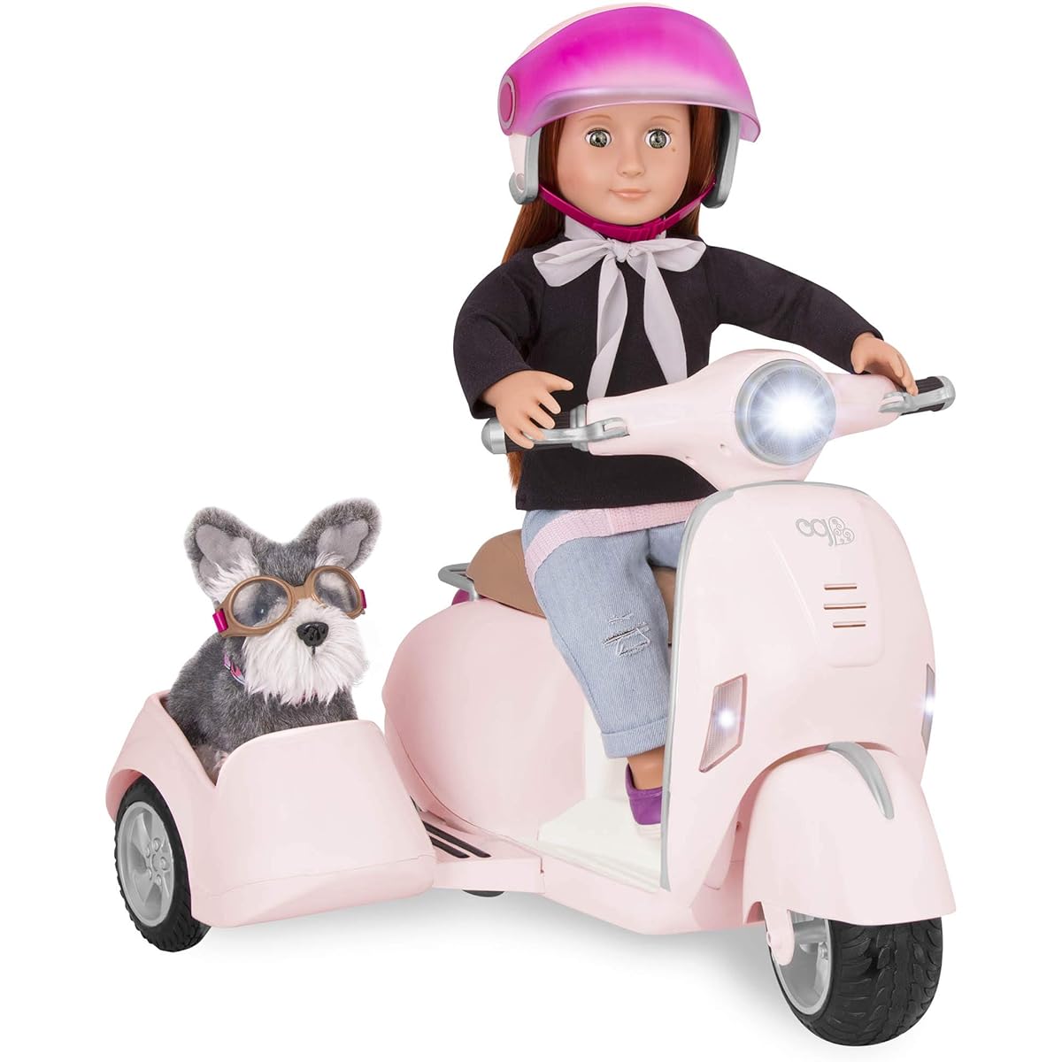 Our Generation by Battat- Ride Along Scooter with Sidecar - Includes Work Lights & Horn, Toys & Accessories for 18" Dolls - Ages 3+
