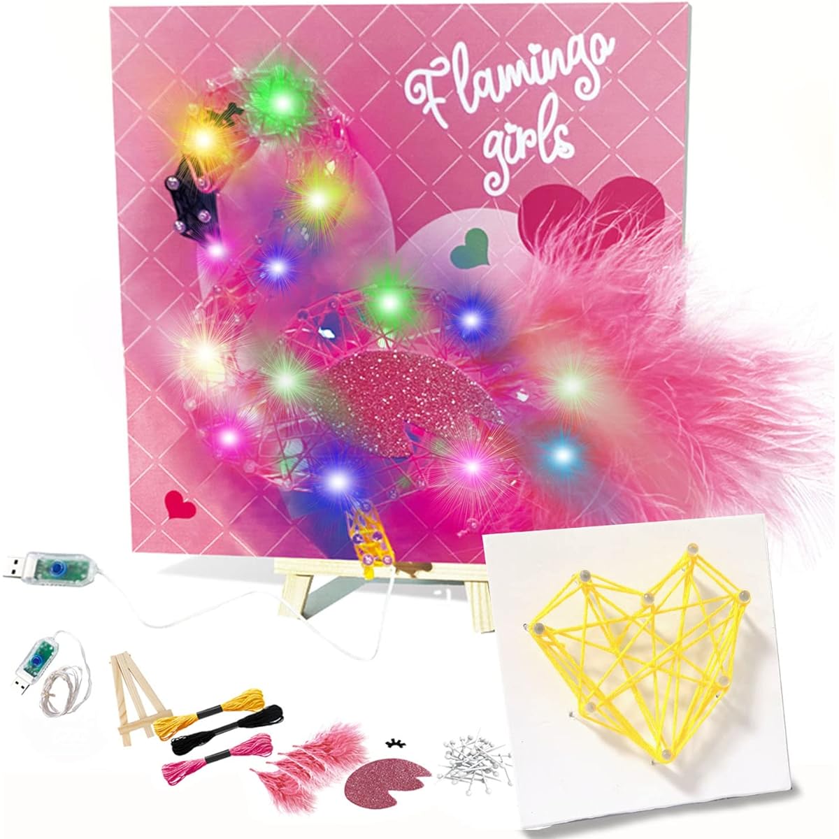 JRD&BS WINL Flamingo String Art Kit for Kids Toys Ages 6-12 3D String Art Kits for Girls Birthday Gifts for 8 9 10 11 12 Year Old Boys DIY String Art Craft Kits for Teens Beginners