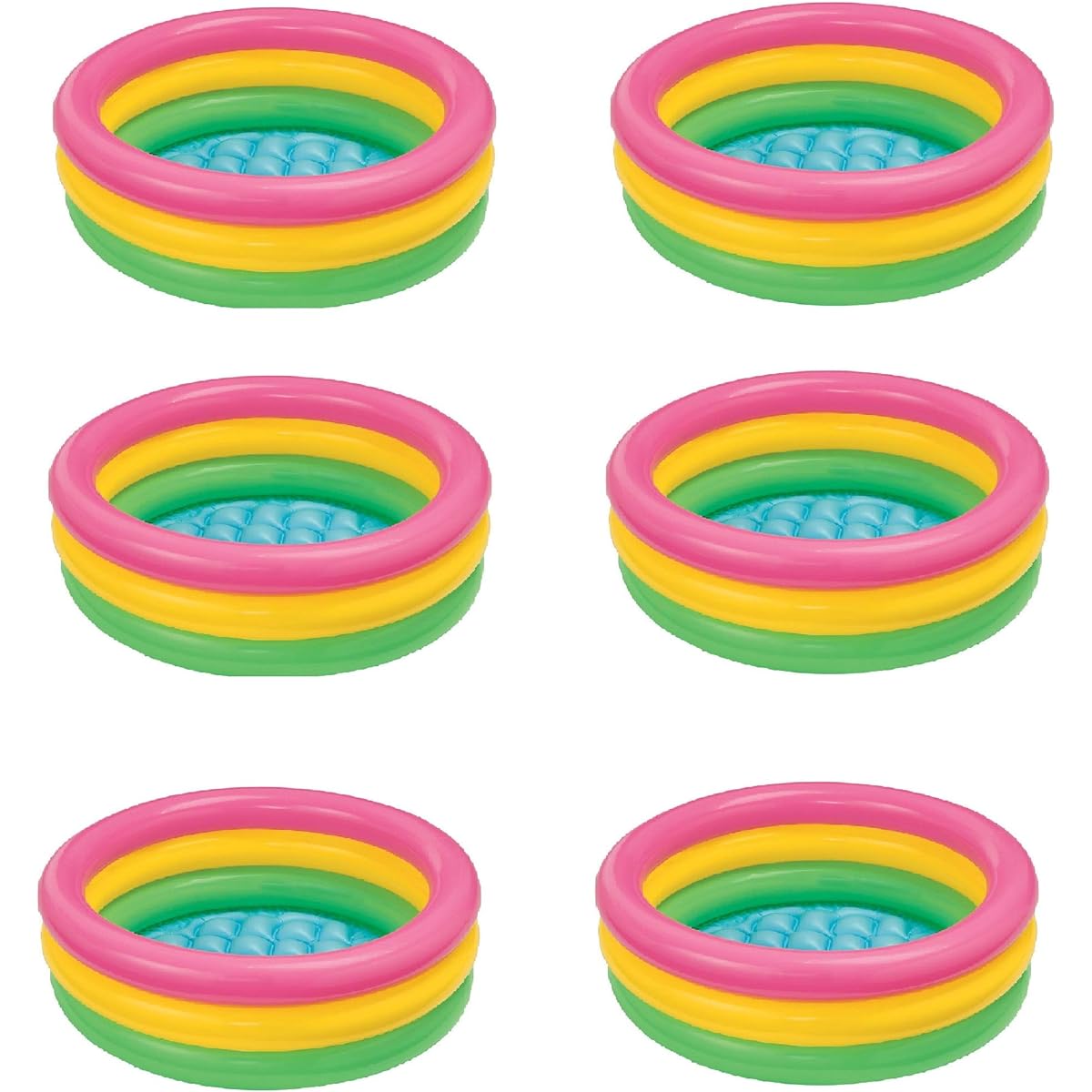 Intex 34" x 10" Sunset Glow Soft Inflatable Baby/Kids Swimming Pool (6 Pack)