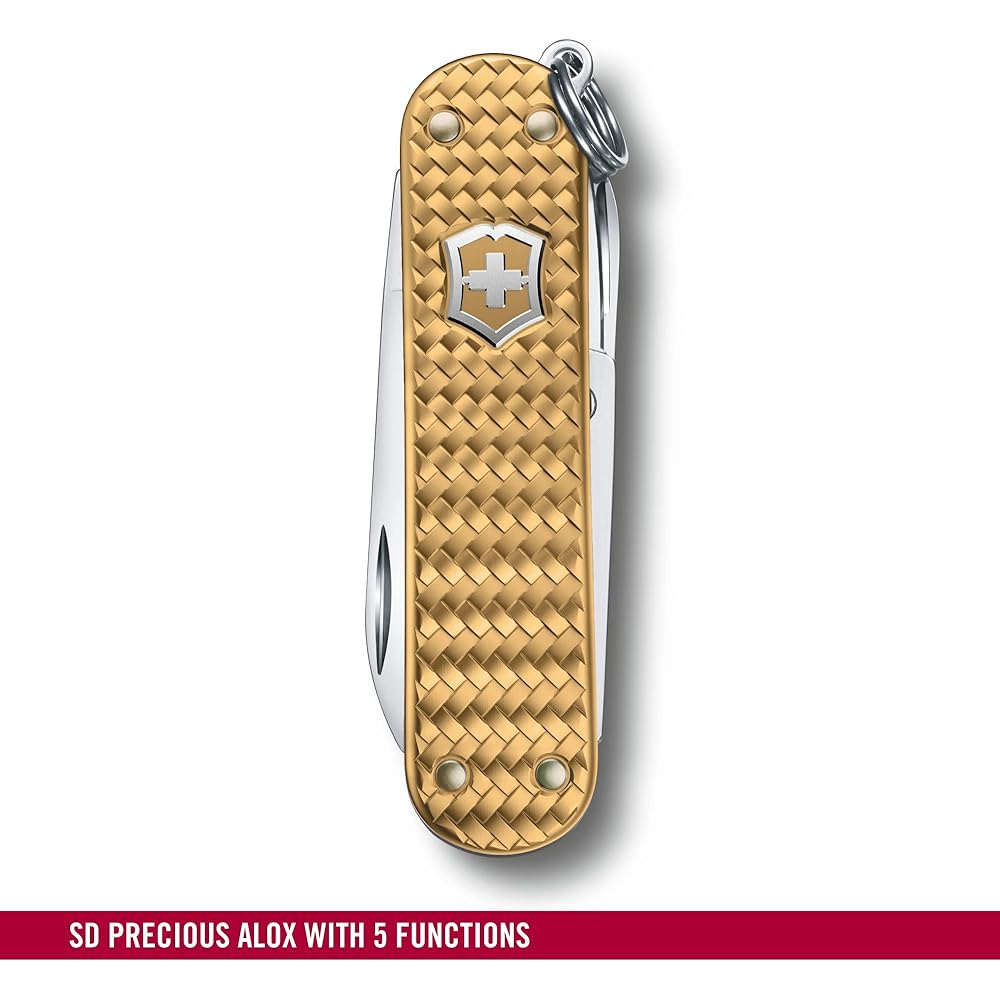 VICTORINOX Classic Precious ALOX Collection All 5 Colors Swiss Army Knife Multifunctional Knife Outdoor Camping Scissors with Flathead Screwdriver Equipped with Nail File Swiss Made Multi Tool with 5 Functions Small Compact Lightweight Easy to Carry [Dom