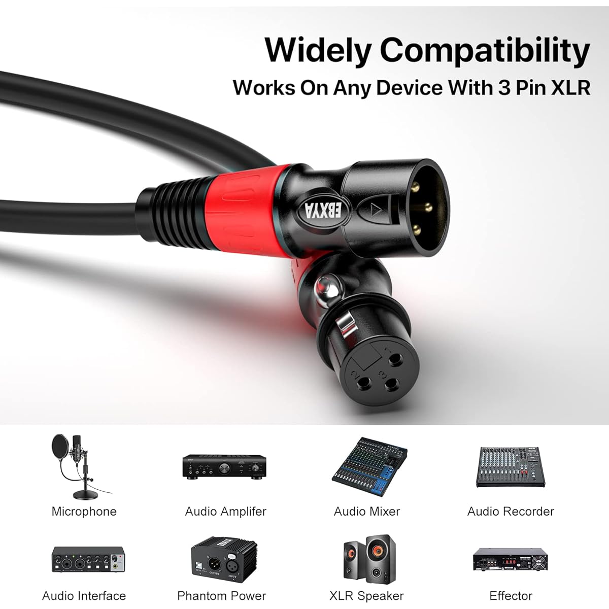 EBXYA 100ft XLR Cable 2 Pack - 3 Pin Male to Female XLR Microphone Cable