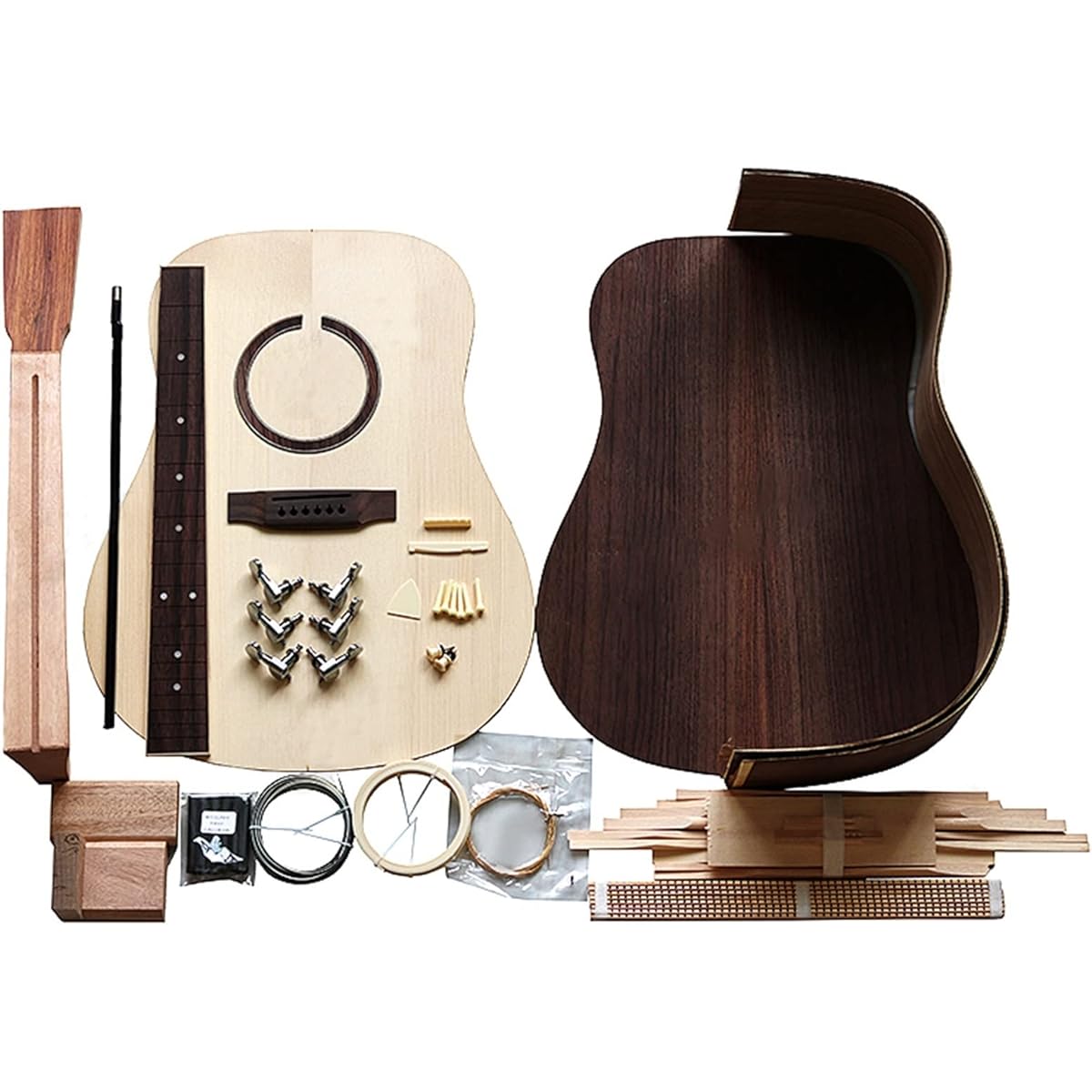 Folk guitar, solid face, 2A, solid spruce face, rosewood bottom side, guitar, full set, accessories, material combination, guitar body