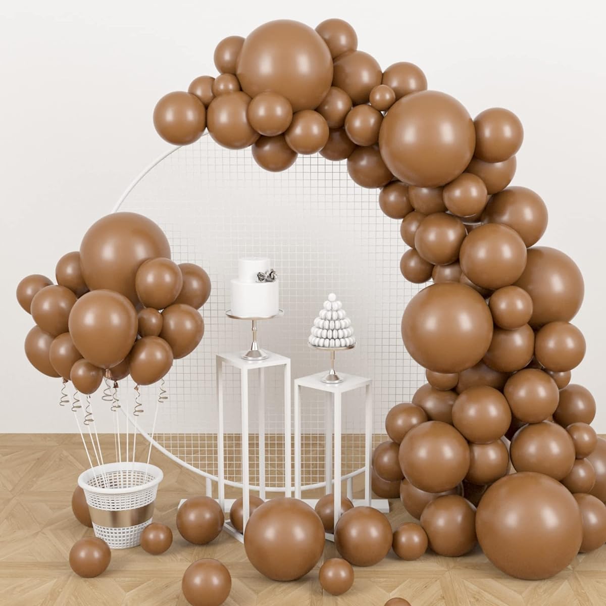 HIAGROW 100pcs Brown Balloons - Latex Balloons Arch Kit Different Sizes 18 12 10 5 Inch Party Balloons for Baby Shower Decorations Birthday Party Graduation Wedding Holiday Balloon Decorations