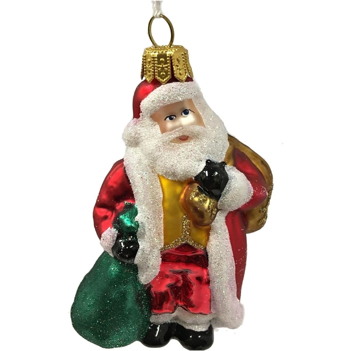 Presents Czech Glass Small Bag and Santa Claus Christmas Tree Ornament