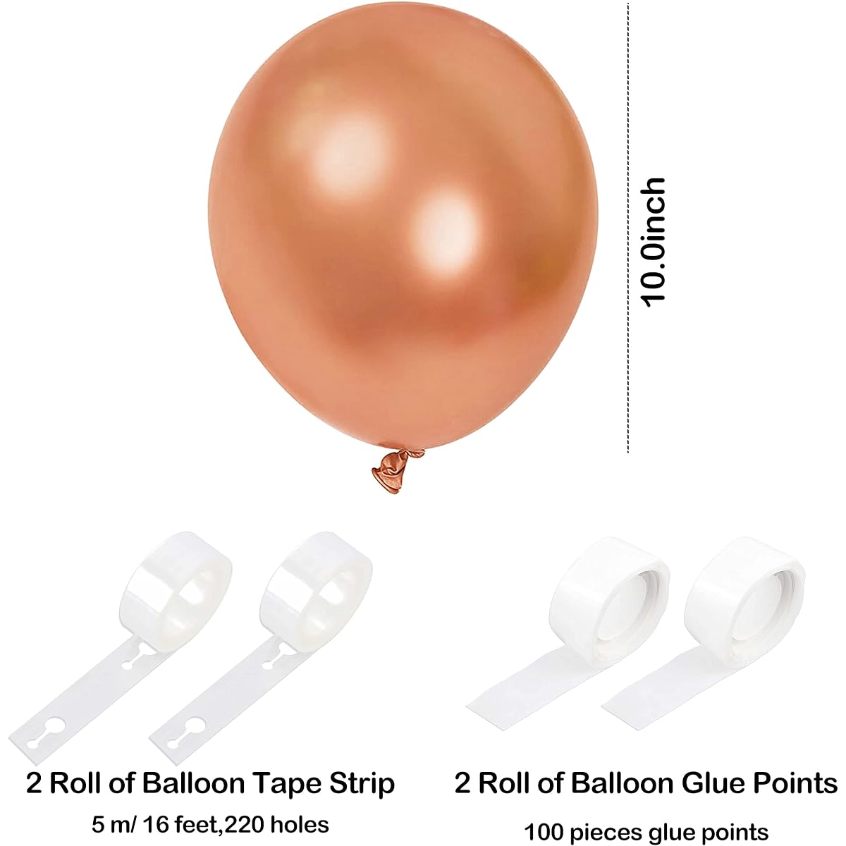 Thick Latex Balloons Pack 150pcs 10inch Latex Pastel Balloon Garland Kit for Graduation Birthday Party Baby Shower Wedding Halloween Christmas Party Decorations (Rose Gold)