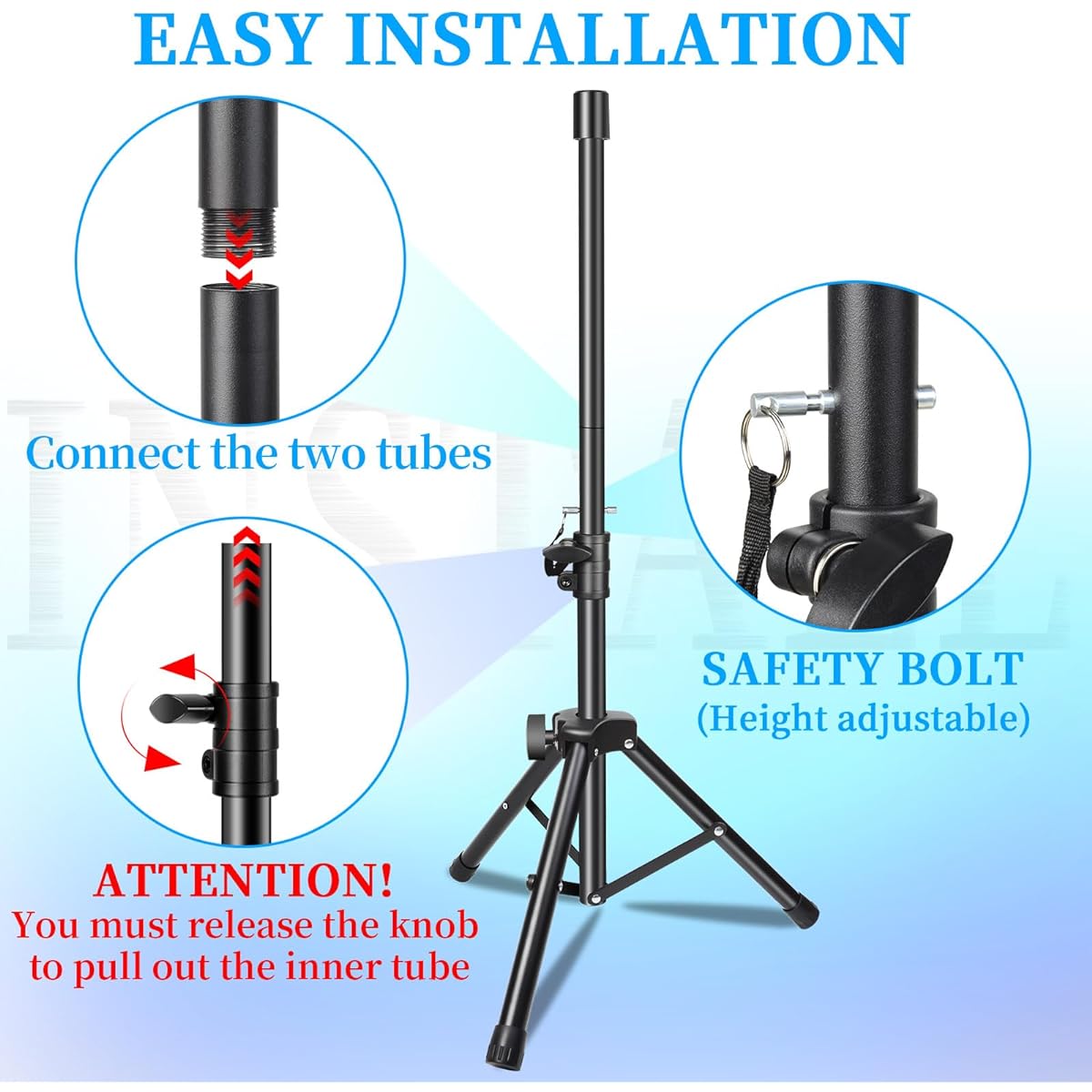 Speaker Stand Pair Height Adjustable Speaker Tripod Stand 24-51 Inch Lightweight Speaker Stand 35mm Perfect for Home Studio Stage Holds 33 lbs Storage Bag Included