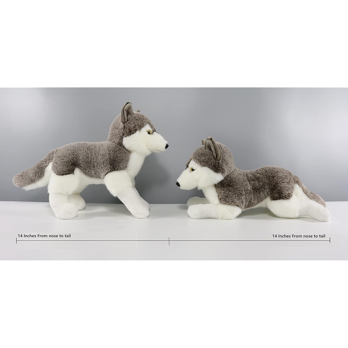 Ice King Bear 2 Piece Wolf Stuffed Toy Standing and Lying Stuffed Toy