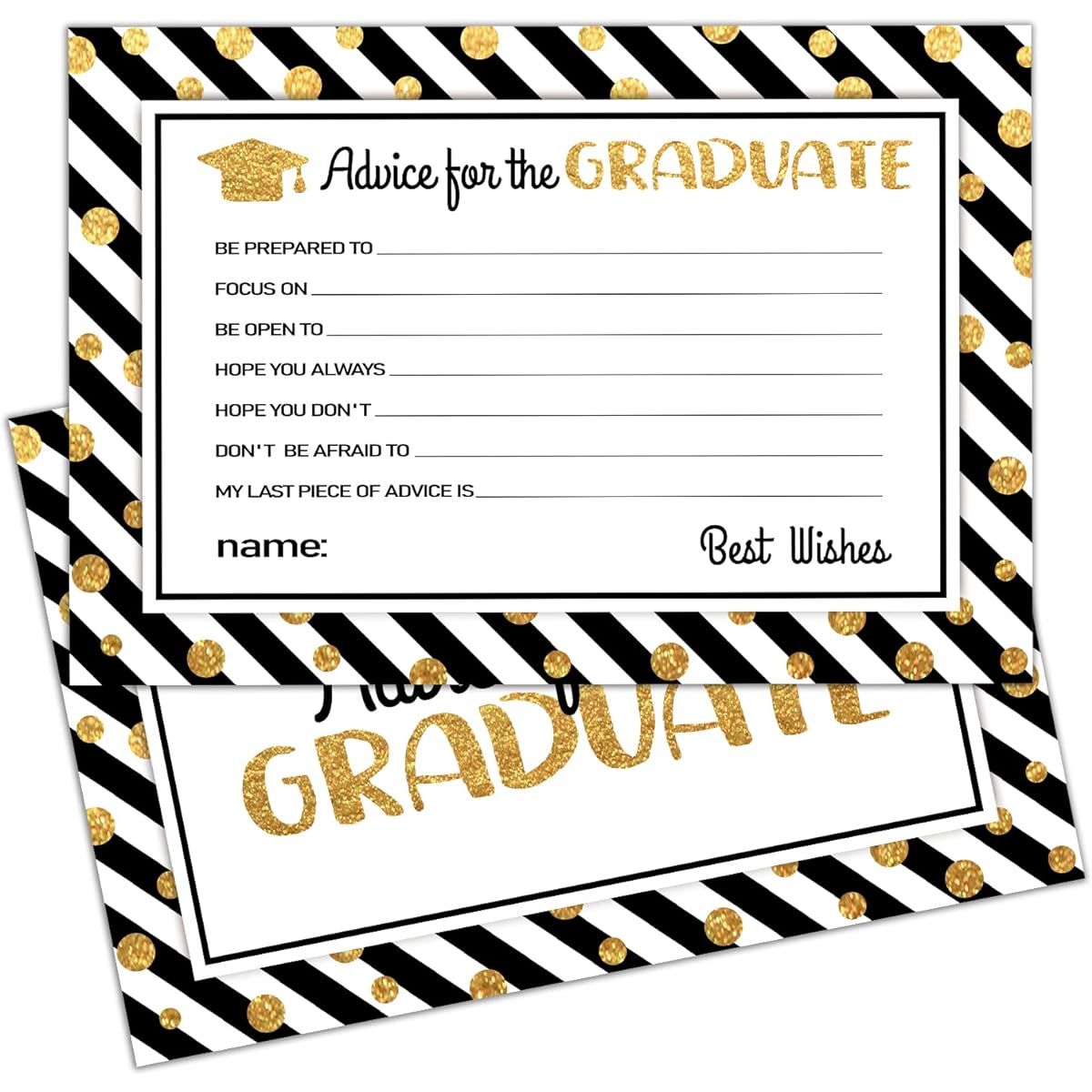 PETCEE Graduation Advice Cards 50pcs Class of 2023 Graduation Wish Cards for Graduation High School College Graduation Party Giveaways Game Activities Supplies