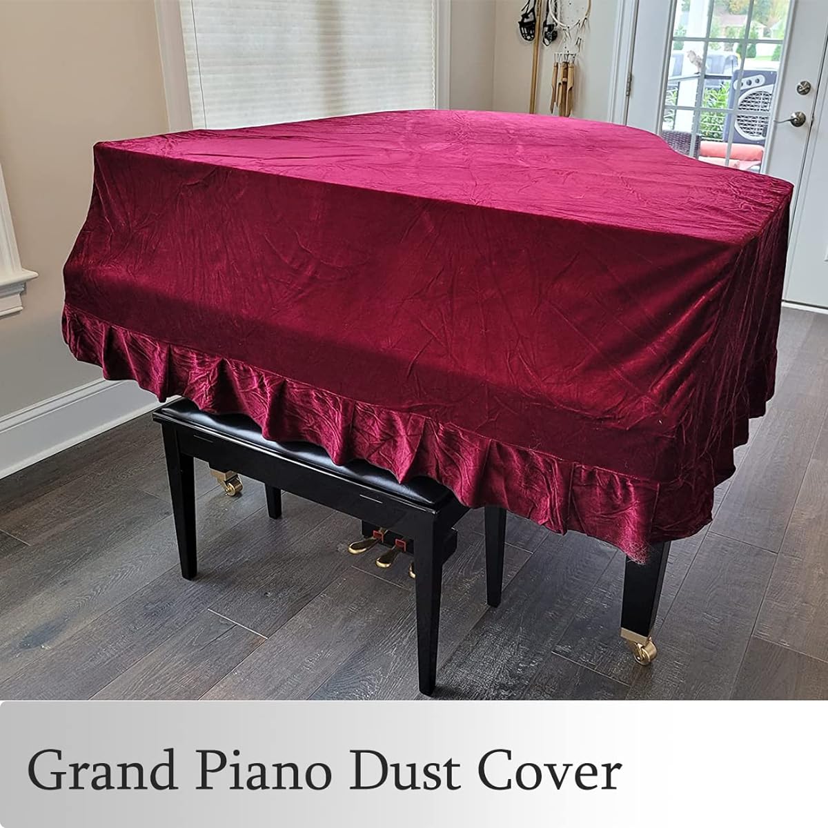 J&C Grand Piano Cover 220G Thick Pressed Cloth Golden Velvet 5ft 5ft 8ft 6ft 7ft 8ft Dustproof Anti-Static Universal Cover Violet Purple 5~5ft