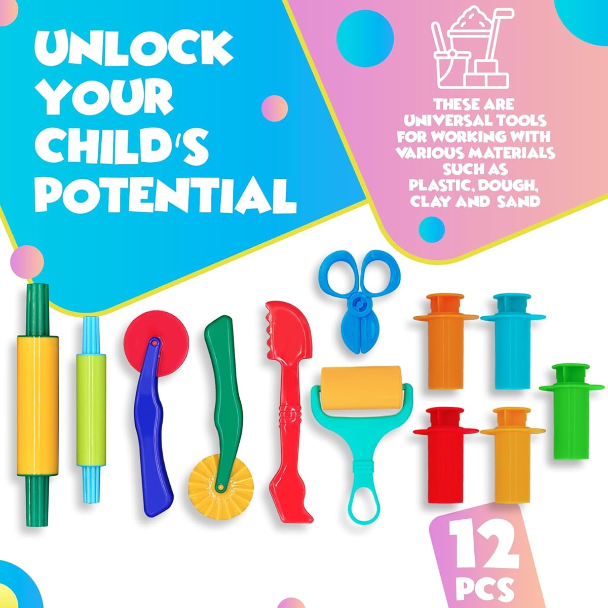 Clay and Dough Tools 12 Piece Set Ages 3+ Set of 12