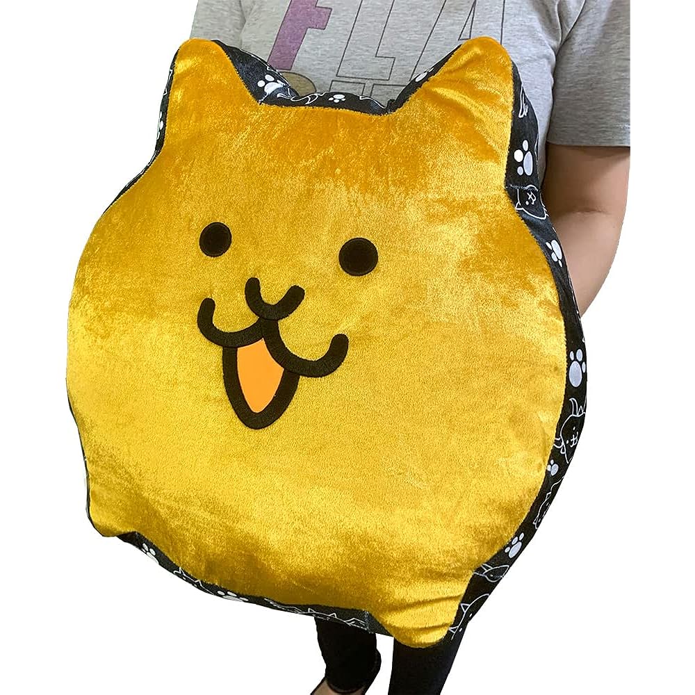 Nyanko Great War die-cut reversible cushion with different expressions on the front and back, approx. 40 x 39 x 10 cm, official goods (Kinneko)