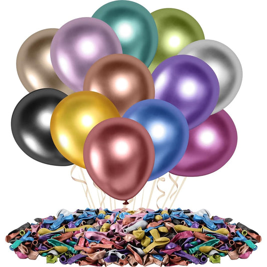 600pcs Metallic Balloons 5" Thick Chrome Balloons Metallic Latex Balloons Colorful Party Balloons for Birthday Wedding Baby Shower Anniversary Festival Arch Garland Decorations (12 Colors)