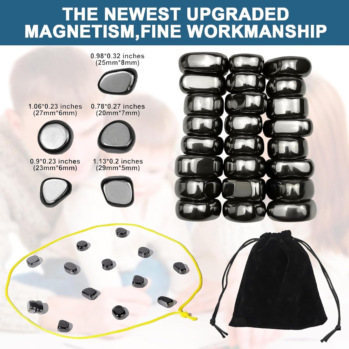 Luckyrao 2024 Magnetic Chess Game Magnetic Pebble Game Strategy Tabletop Magnetic Game Kids Puzzle Thinking Magnetic Chess Board (Black 24 Pieces)