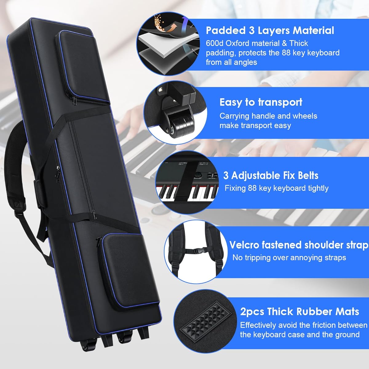 88 key keyboard case. , black///white, modern.