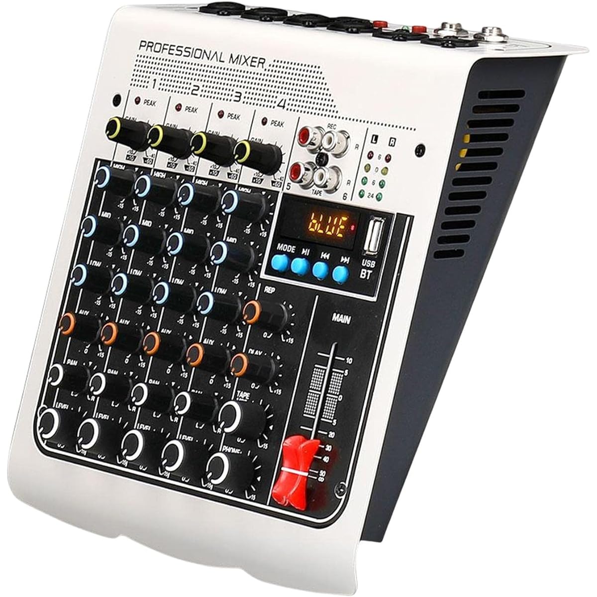 Tachiuwa Audio Mixer Portable Sound Mixing Console Stereo 48V Power Input for Recording