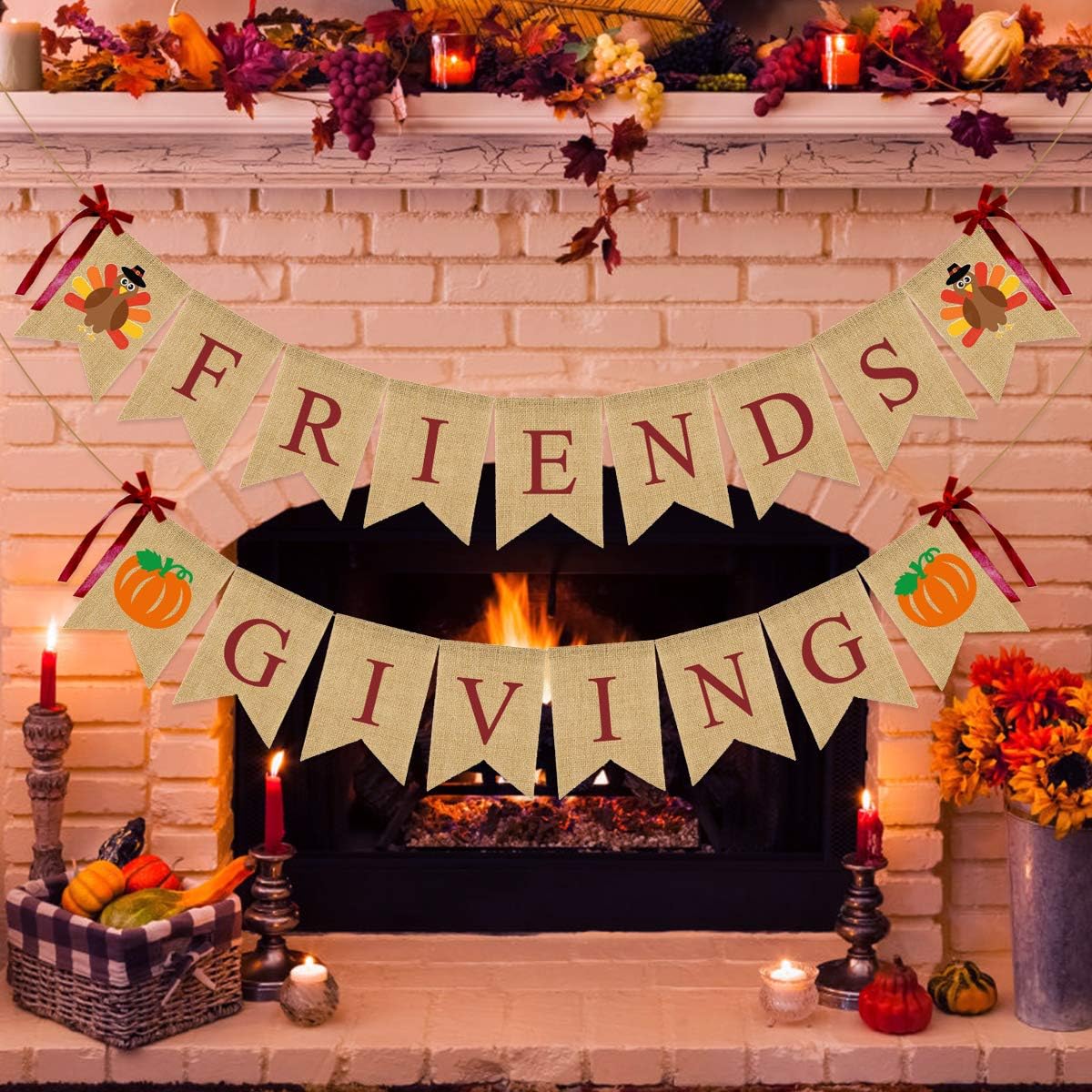 Friendsgiving Burlap Banner Thanksgiving Burlap Banner Happy Friendsgiving Banner Friendship Giving Sign Thanksgiving Friends Festival Party Decorations