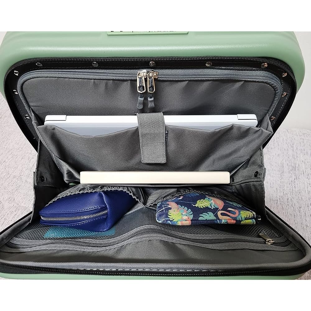 [retoo] zero suitcase 37L carry case carry bag S size aluminum frame type ultra lightweight large capacity quiet front opening front opening double casters 100% polycarbonate shockproof travel business business trip (S (18 inch) olive green)