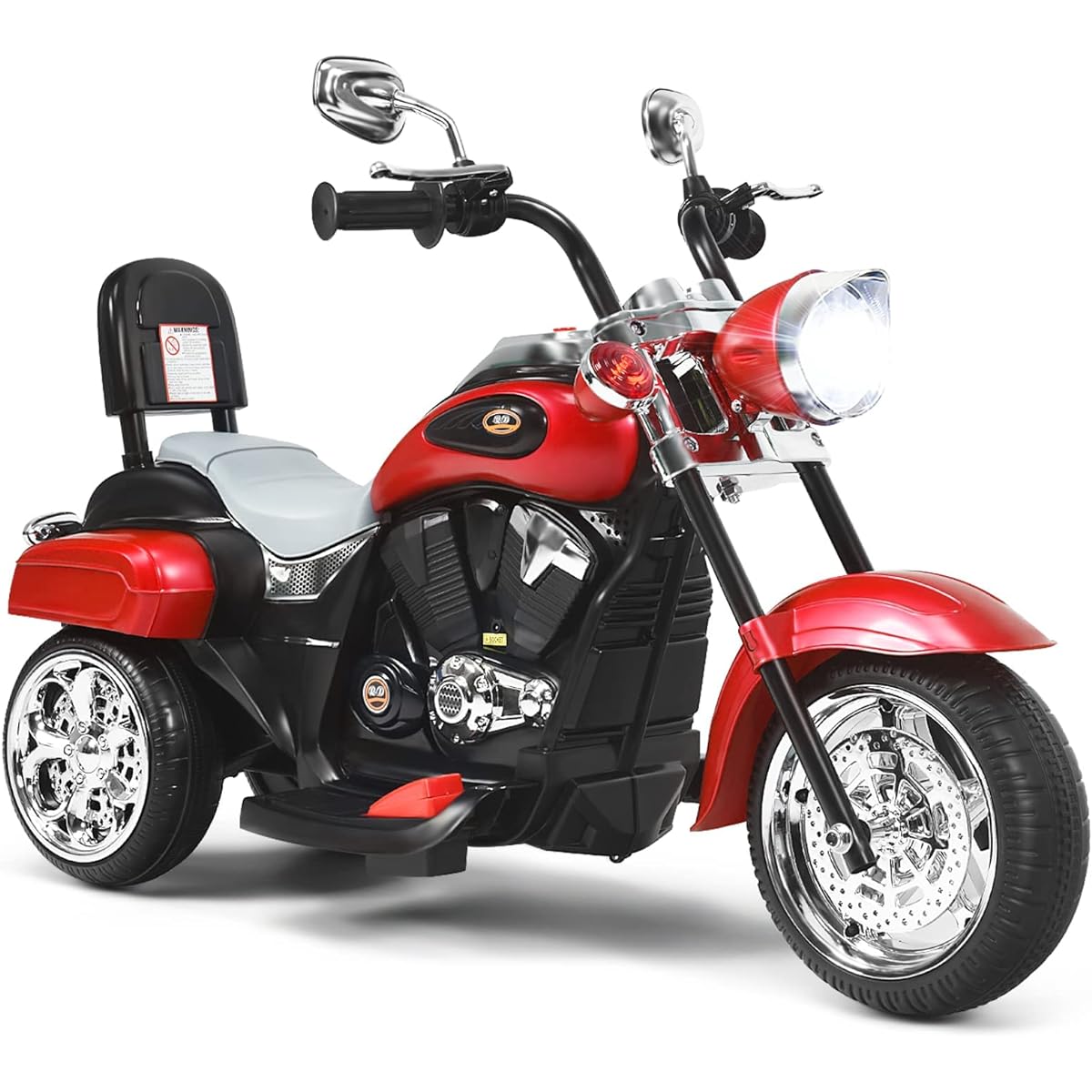 OLAKIDS Kids Electric Bike 6V Battery Powered with Horn, Headlight, 3 Training Wheels Electric Bike (Garnet)
