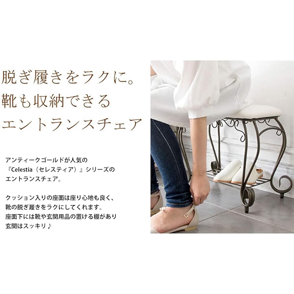 Miyatake Manufacturing Stool Chair Storage White Width 51 x Depth 31 x Height 42cm Celestia Stylish Low BCW-5030