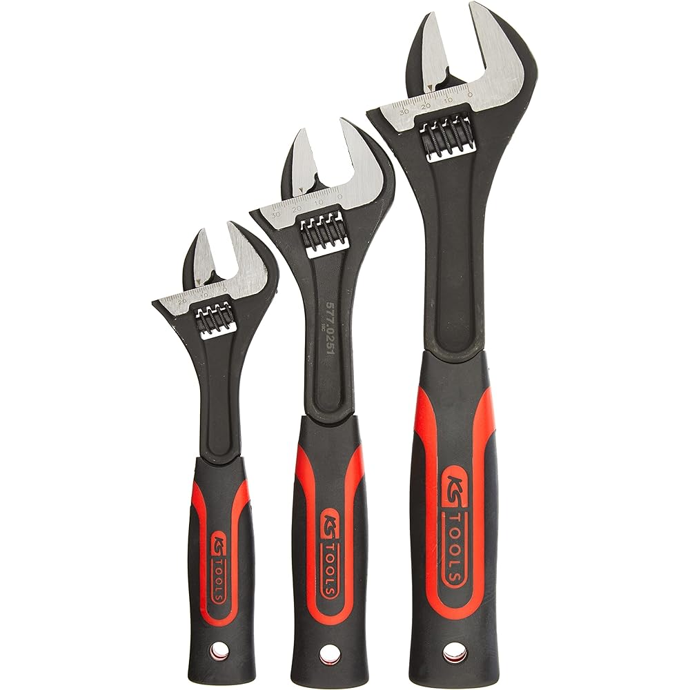 KS TOOLS CLASSIC Adjustable spanner set with dual component comfort grip handle 3 pcs 577.0199
