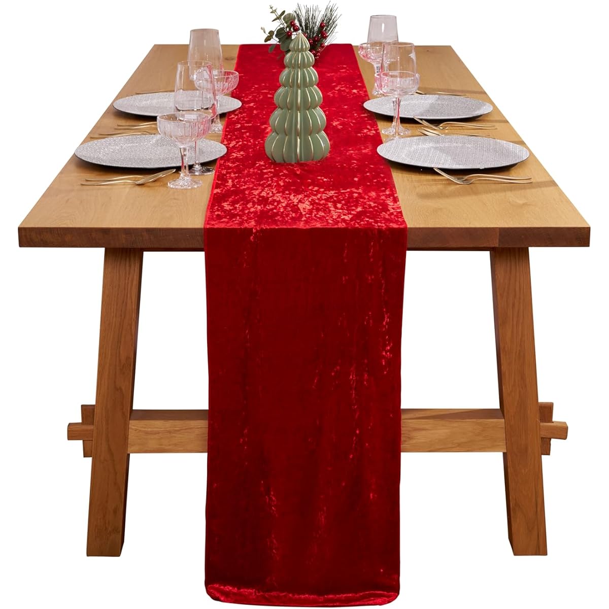 RNOONY velvet table runner red