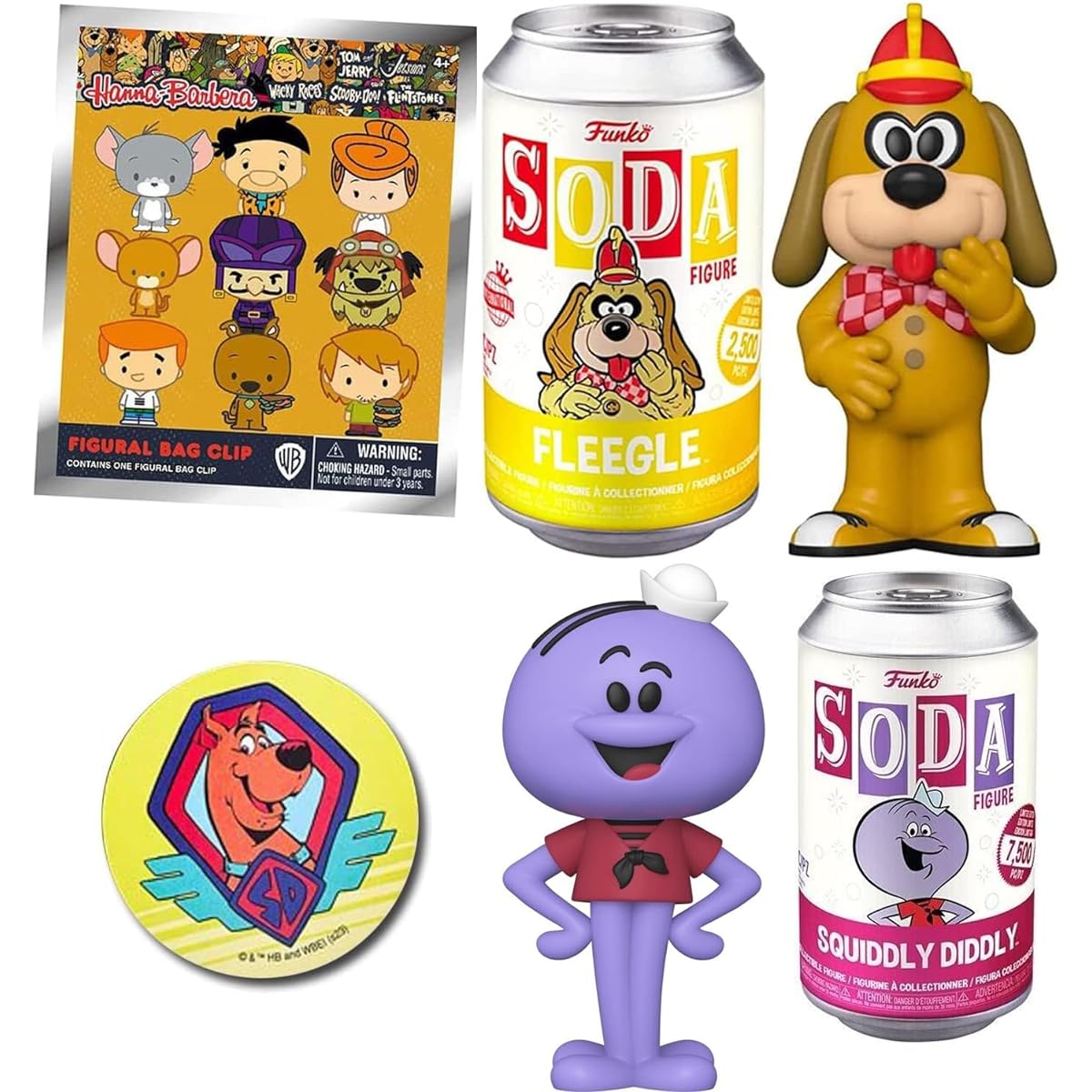 Average Bear Yogi Figure Soda TV Banana Split Fleggle + Cartoon WB Blind Bag Character Hanger Jetsons, Flintstones Wacky Races Scooby Doo Stickers 4pcs