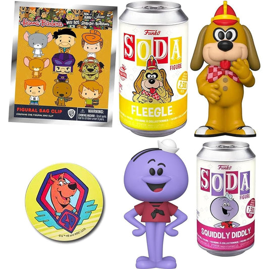 Average Bear Yogi Figure Soda TV Banana Split Fleggle + Cartoon WB Blind Bag Character Hanger Jetsons, Flintstones Wacky Races Scooby Doo Stickers 4pcs