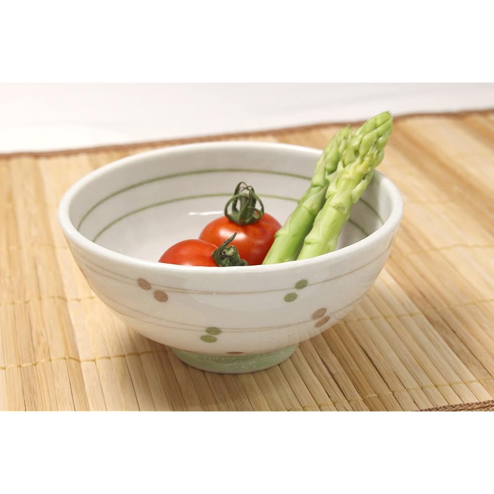 Castle Enterprise New [Commercial Set] Diet Lightweight Tea Bowl Nakahira Series Clear Stream Polka Dots Green Set of 10